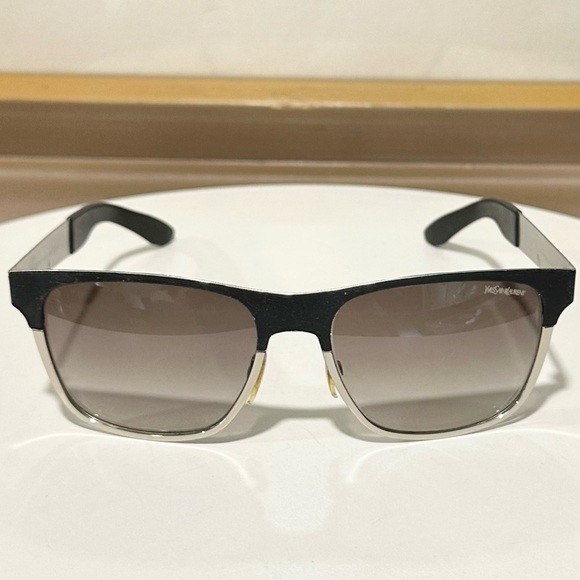 🌸YVES SAINT LAURENT🌸 2334 Brown Gradient Matte Black Light Gold Sunglasses - Picture 1 of 15